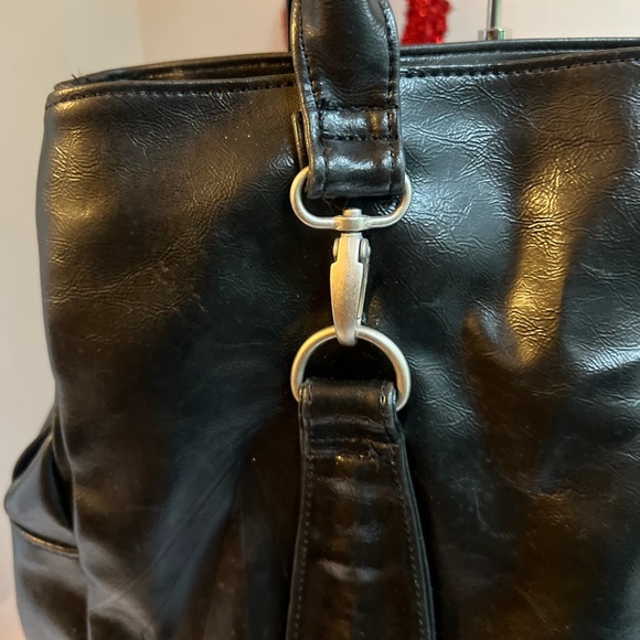 Valcom stone Elegant Black vegan Leather Tote Bag - Picture 5 of 12